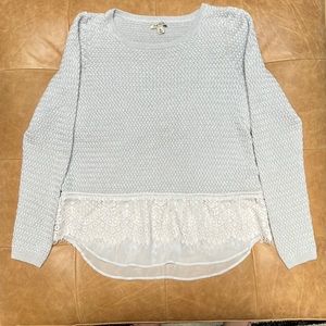 Lucky Brand Knit Sweater with Silk/Lace Bottom, Size XL